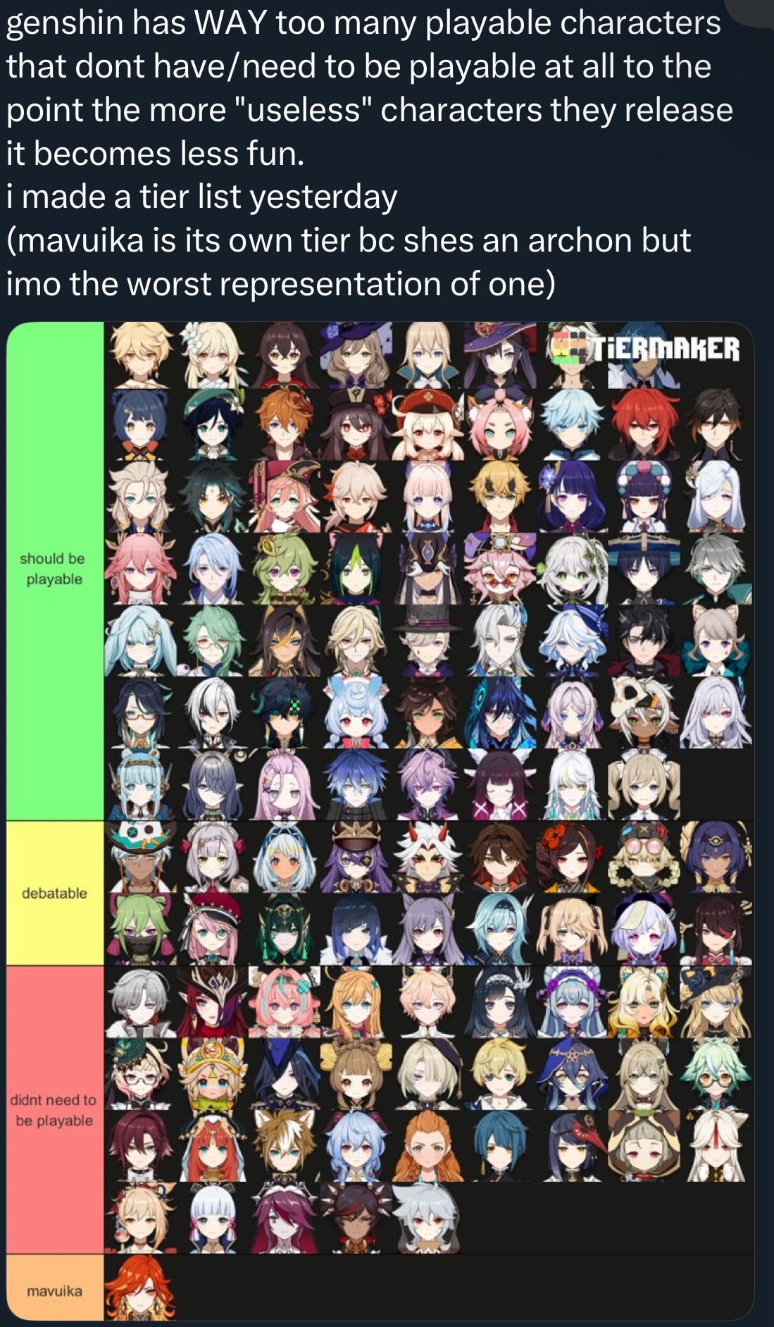 So I saw this tierlist online