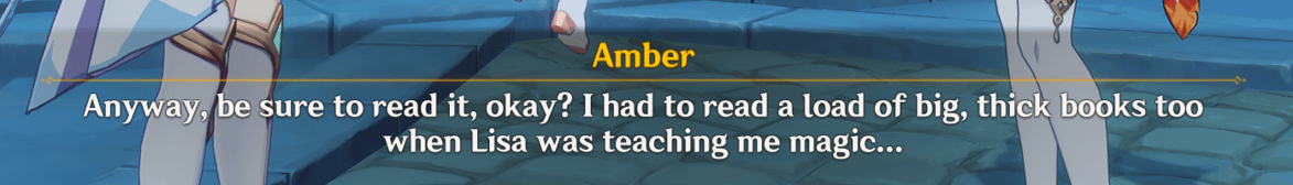 Amber not being included in hexirei is criminal! It seems like Hoyo forgot this important lore along with everyone else: