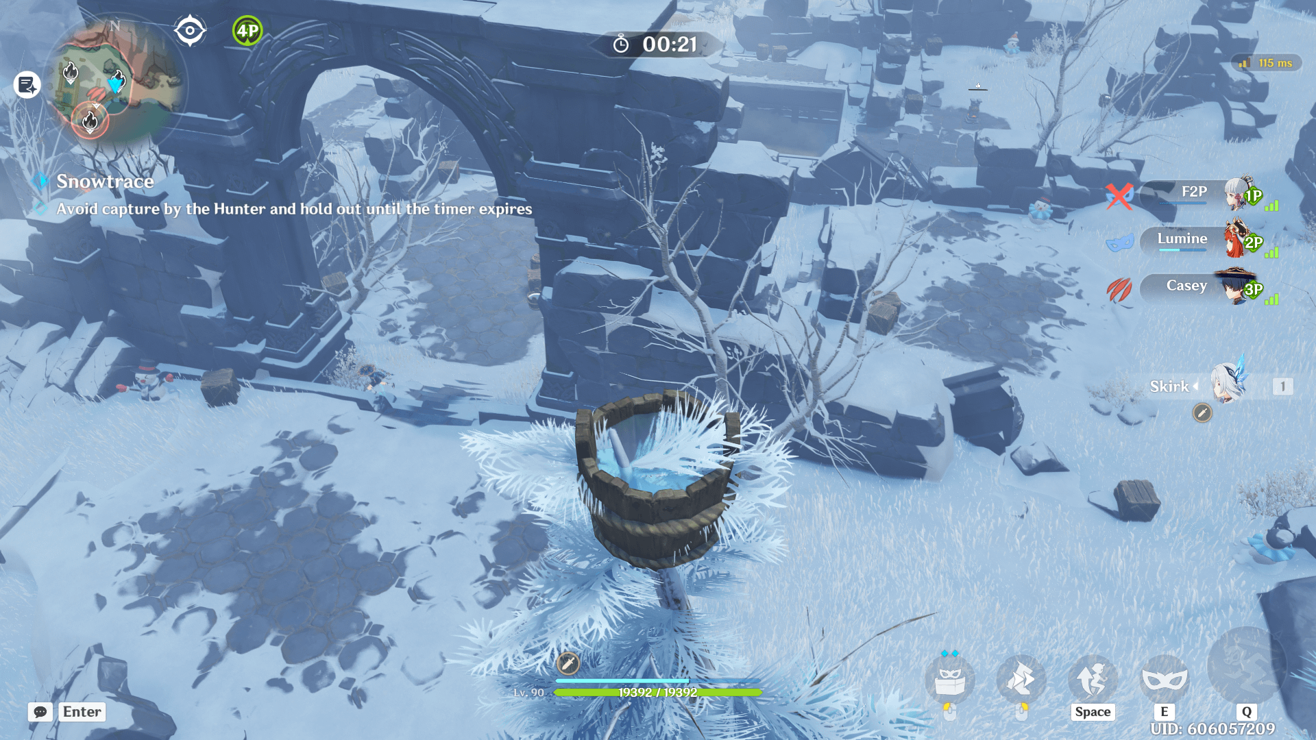 You can climb trees as the bucket disguise in the Snowtrace mini-game