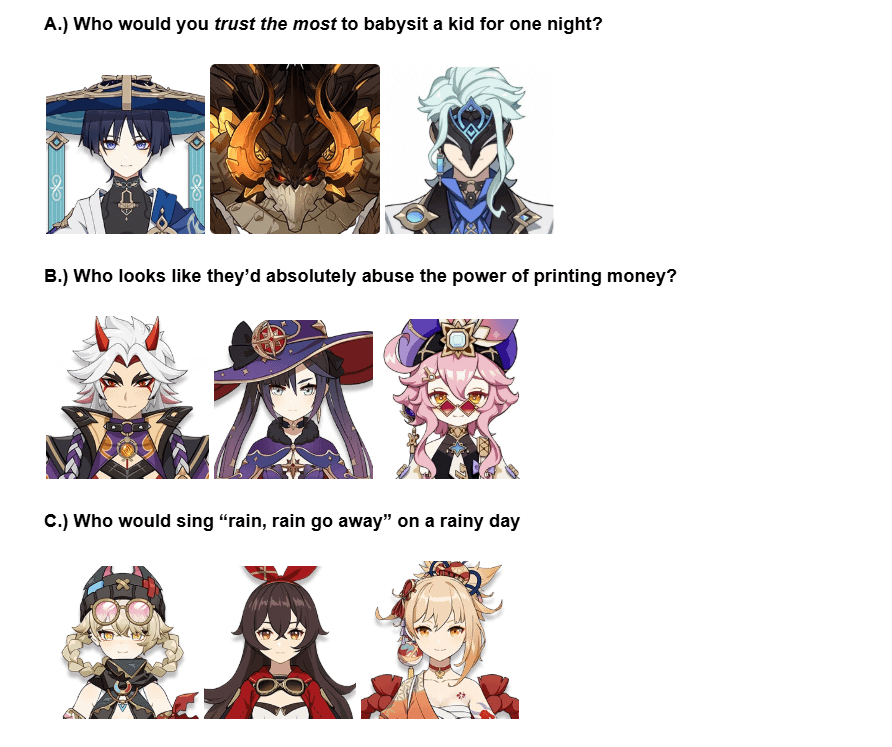 No Correct Answers - Justify your choice
