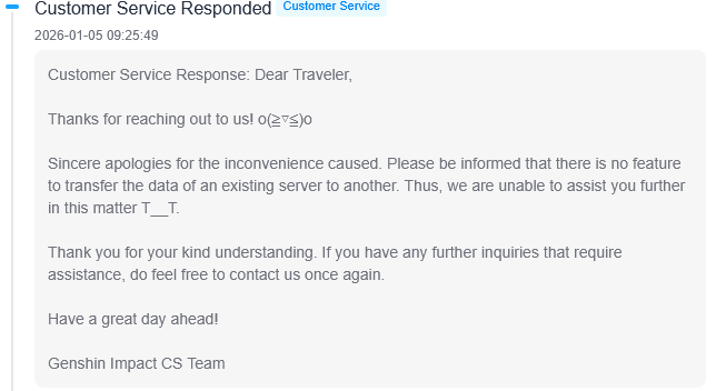 Would really appreciate a server transfer feature