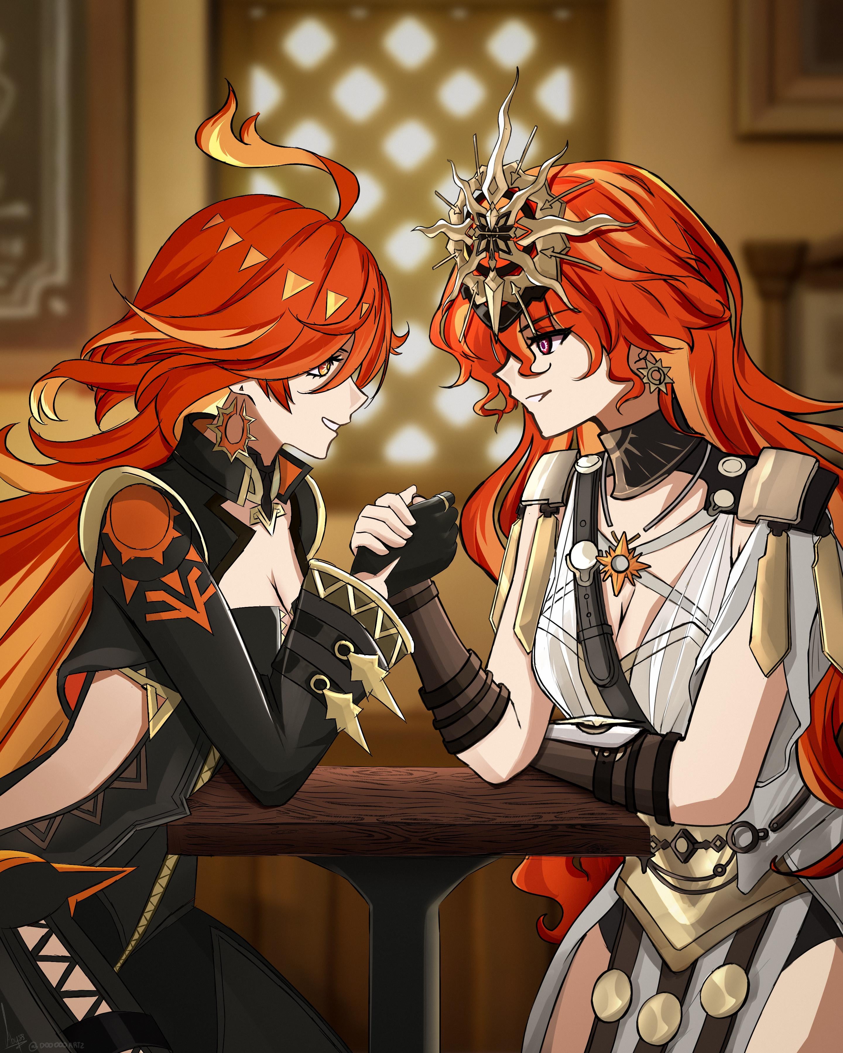 Mavuika and Augusta Armwrestling | Artwork by Me and @DoodooArtz