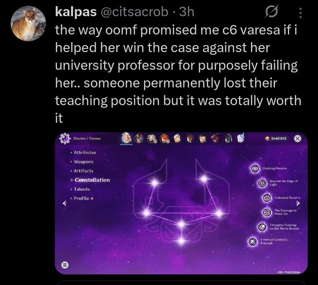 Imagine paying your lawyer in genshin constellations