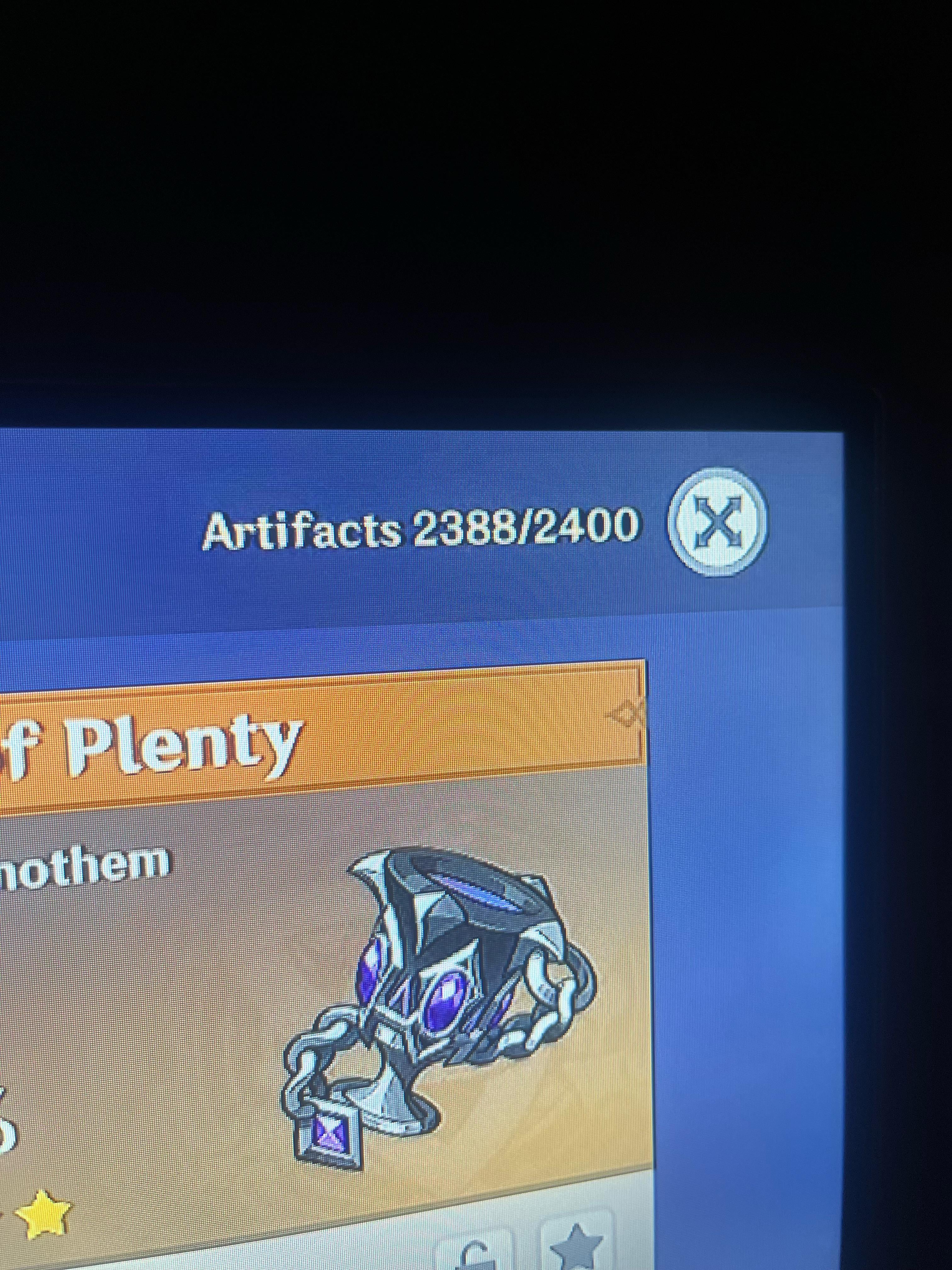 Please increase artifact capacity 😵