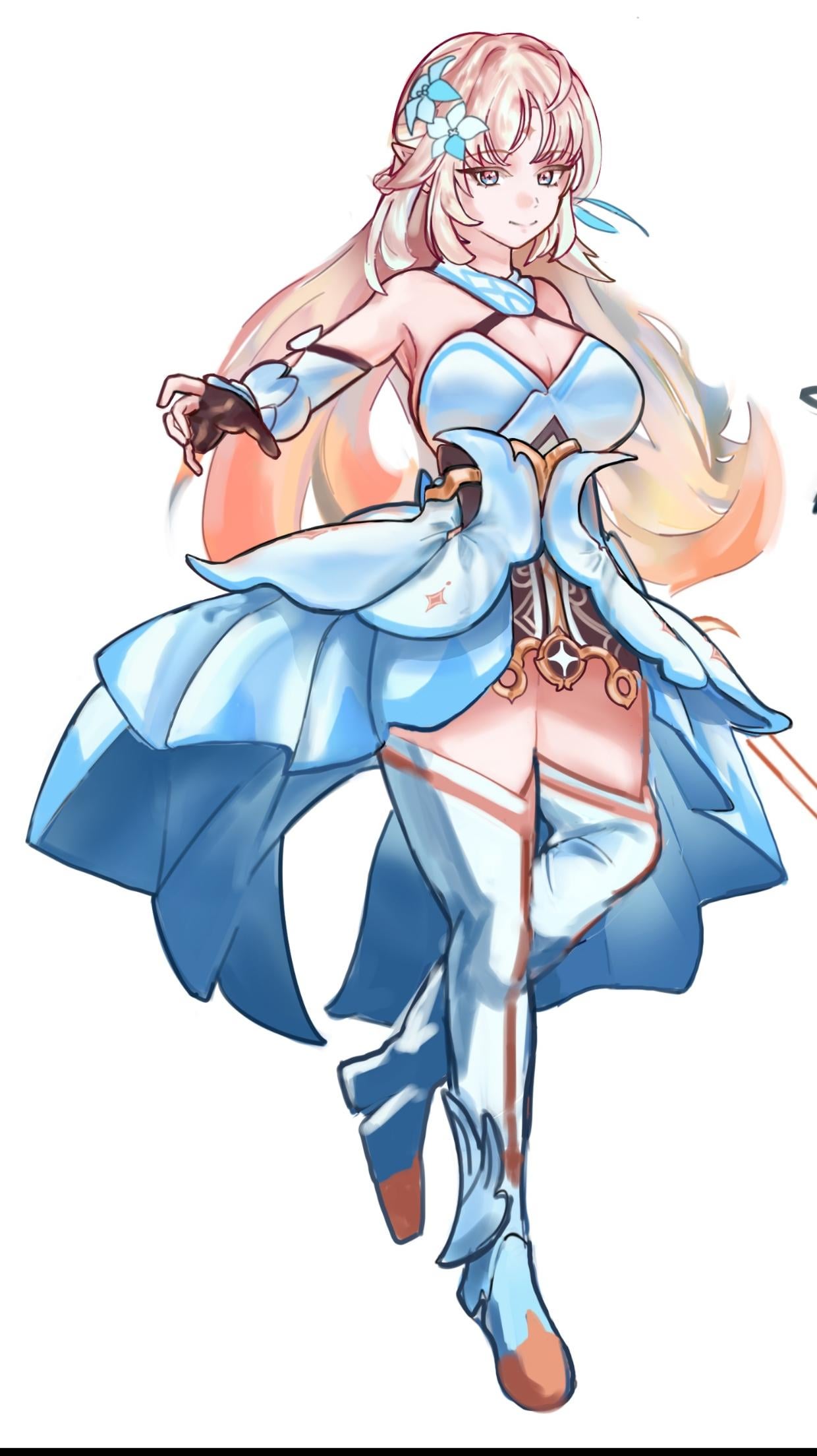 I drew Nicole in Lumine's clothes, with generous proportions