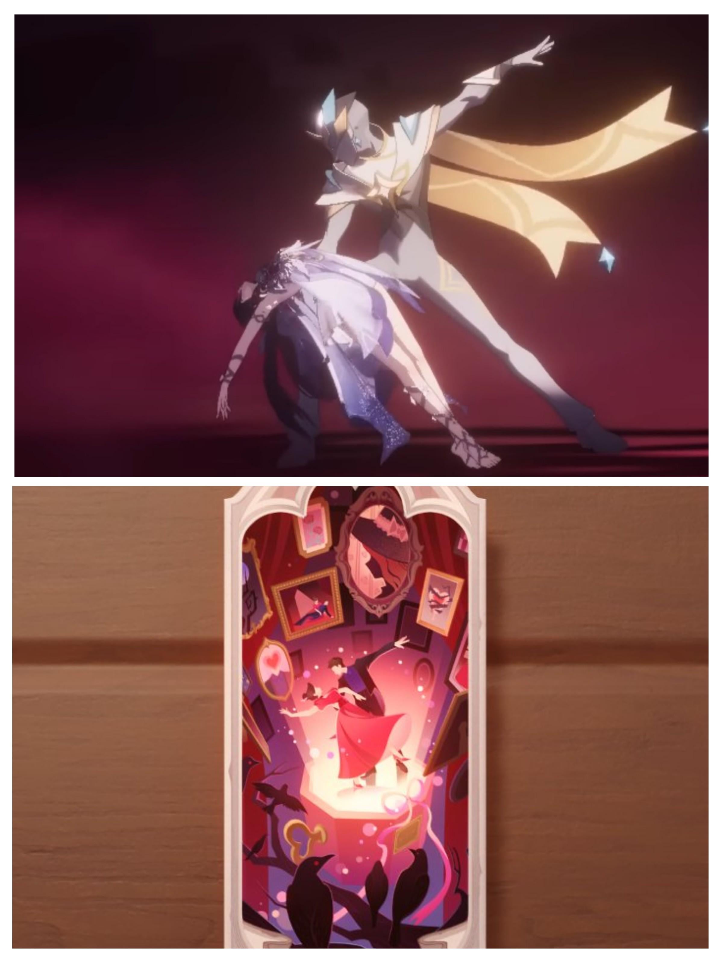 The pose columbina and "traveller" did in columbina teaser is similar to love arcana