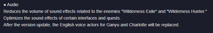 Ganyu and Charlotte has been recast