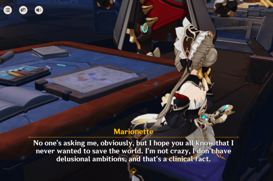 First Alice, Now Sandrone they really break 4th wall.