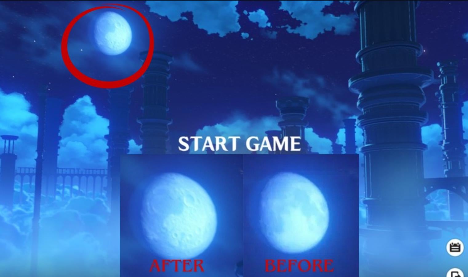 New moon on login screen