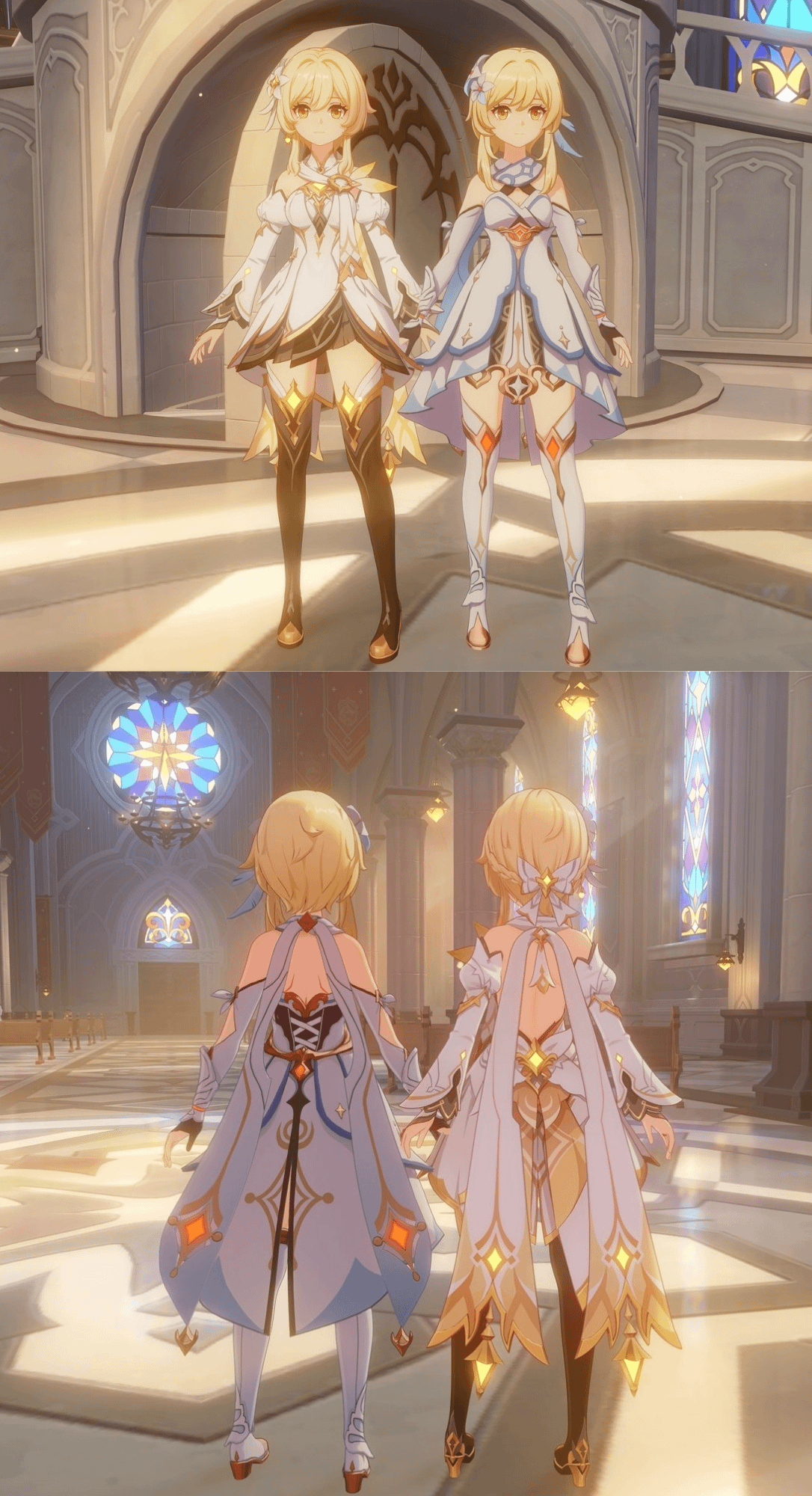 Side by Side comparison of Lumine's outfit. Do you guys prefer the new or the old one?