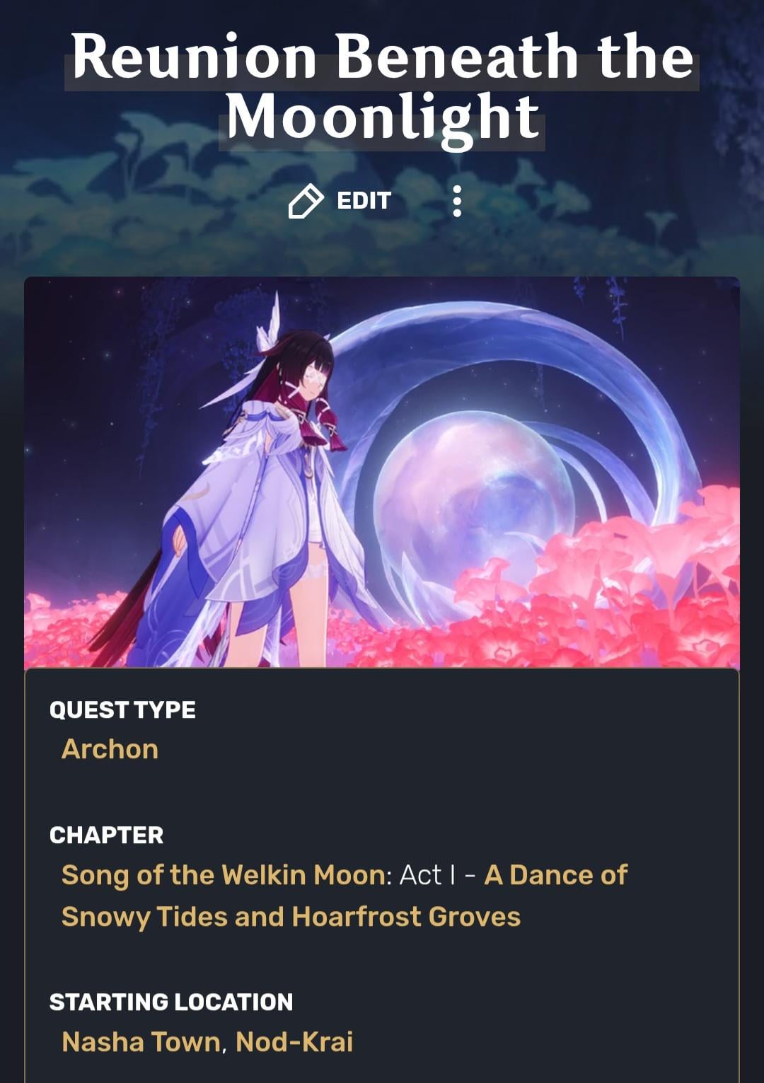 Turn out, the Reunion Beneath the Moonlight quest name isnt actually about Traveler and their "sibling".