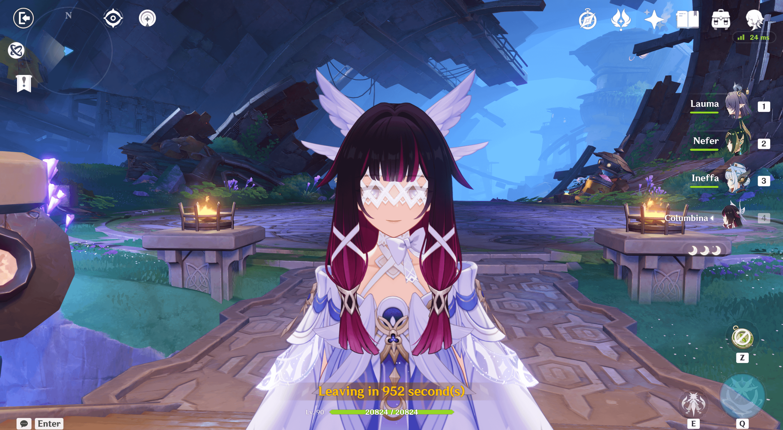 Columbina forgot to close her eyes, but still put her mask on