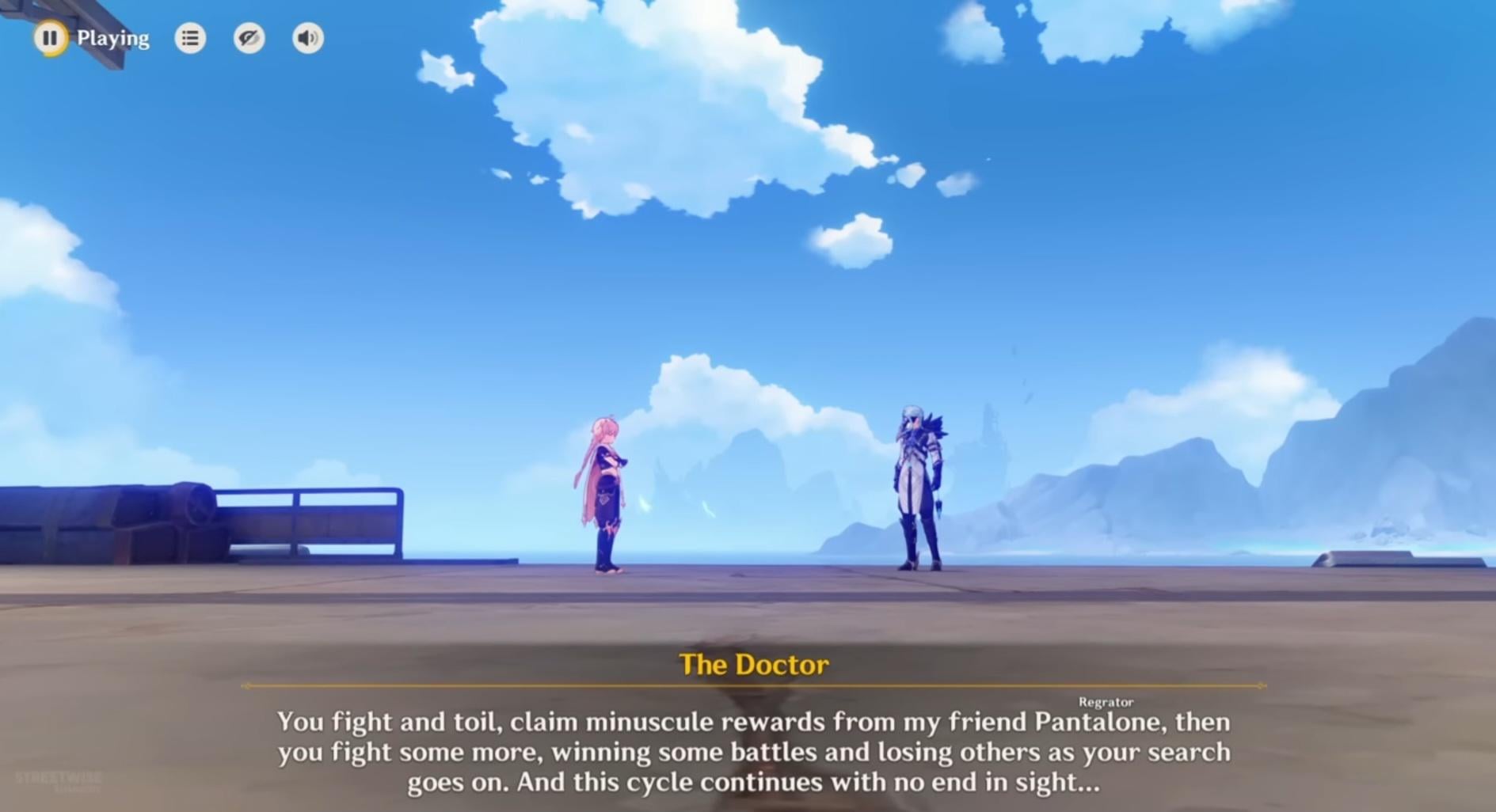 This implied that he watching us destroying some towers, talking to Hilichurl, protect air balloon and other daily quests. How are they important for his experiments ?