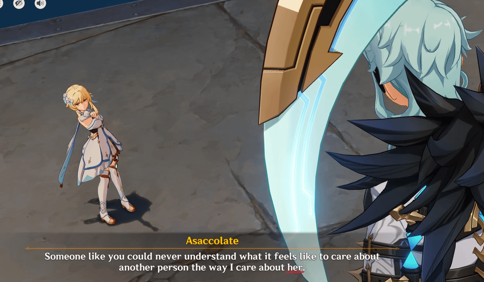 Possible dialogue inconsistency when playing as Lumine
