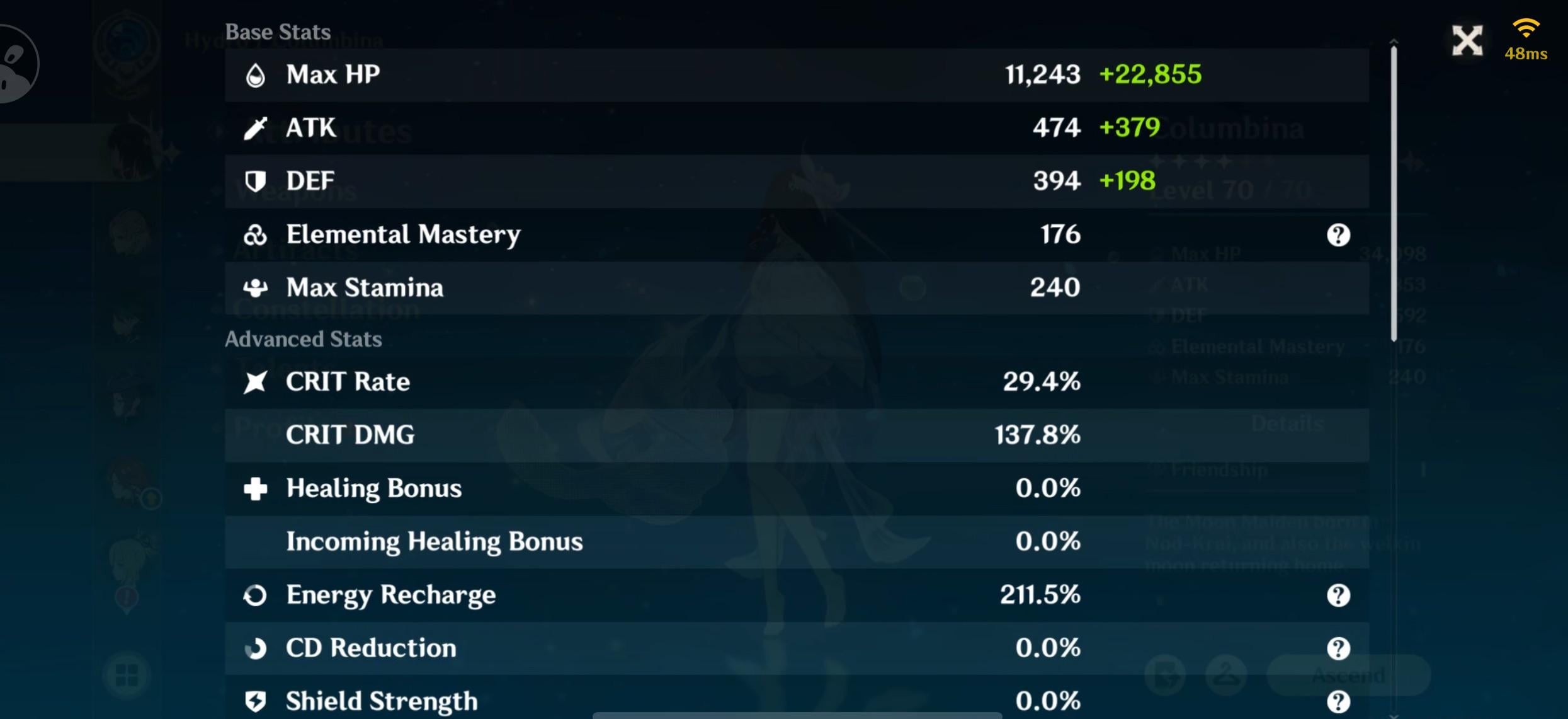 Do i need to have crit stats on columbina?