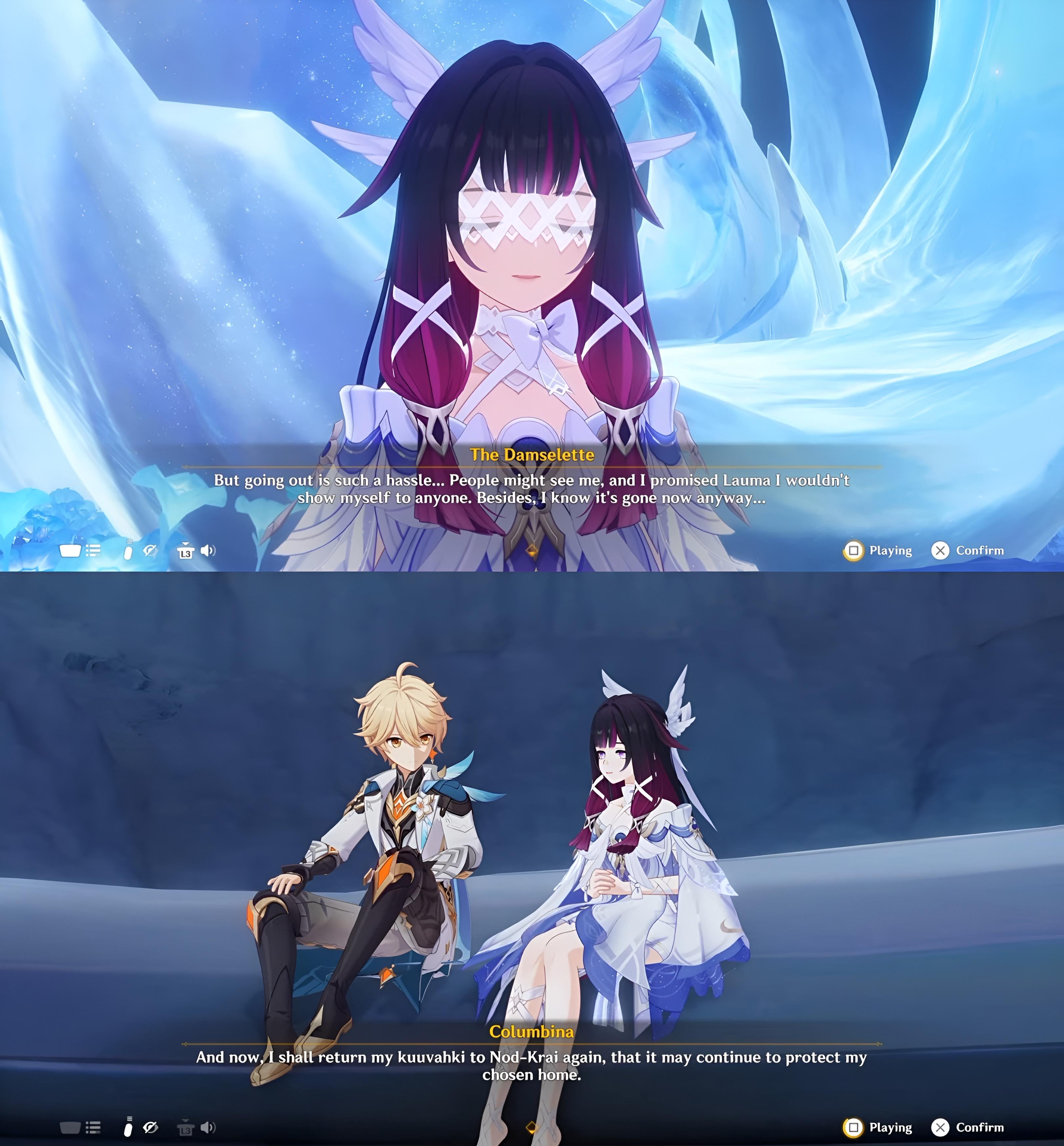 Rewatching some scenes from the beginning of the Nod Krai Archon Quest, it’s amazing how much Columbina has changed
