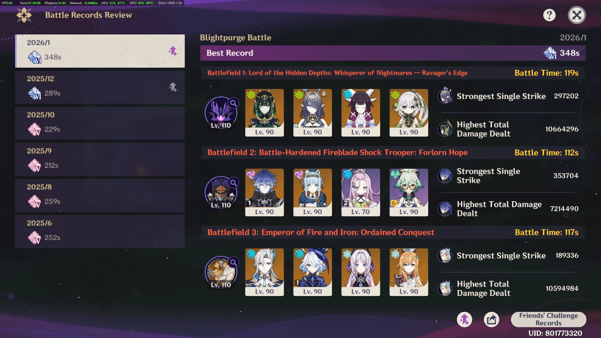 Day 1 Dire clear (BP+Welkin account since Natlan)