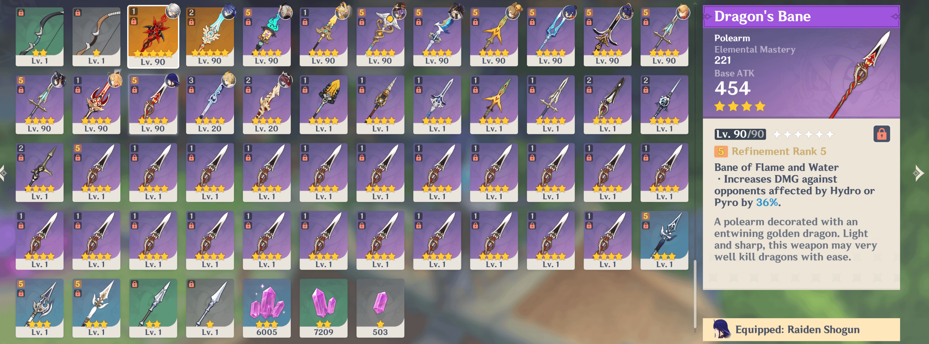 Let us refine an R5 Weapon with Spares for more Starglitter