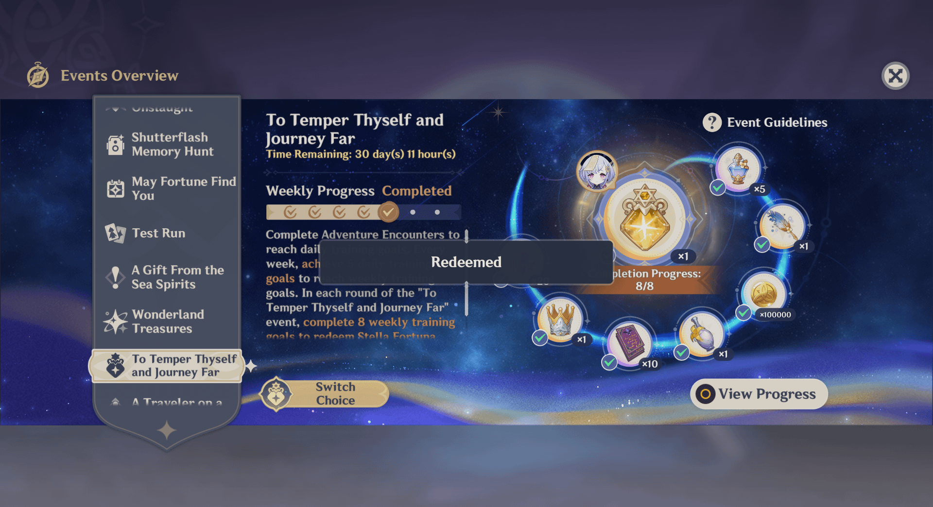 Picking c7 only gives masterless fortuna