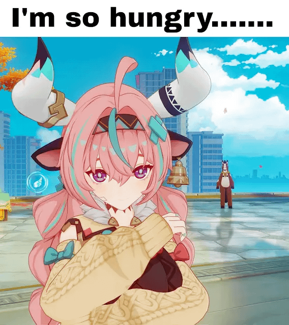 She's so hungry she could eat a...
