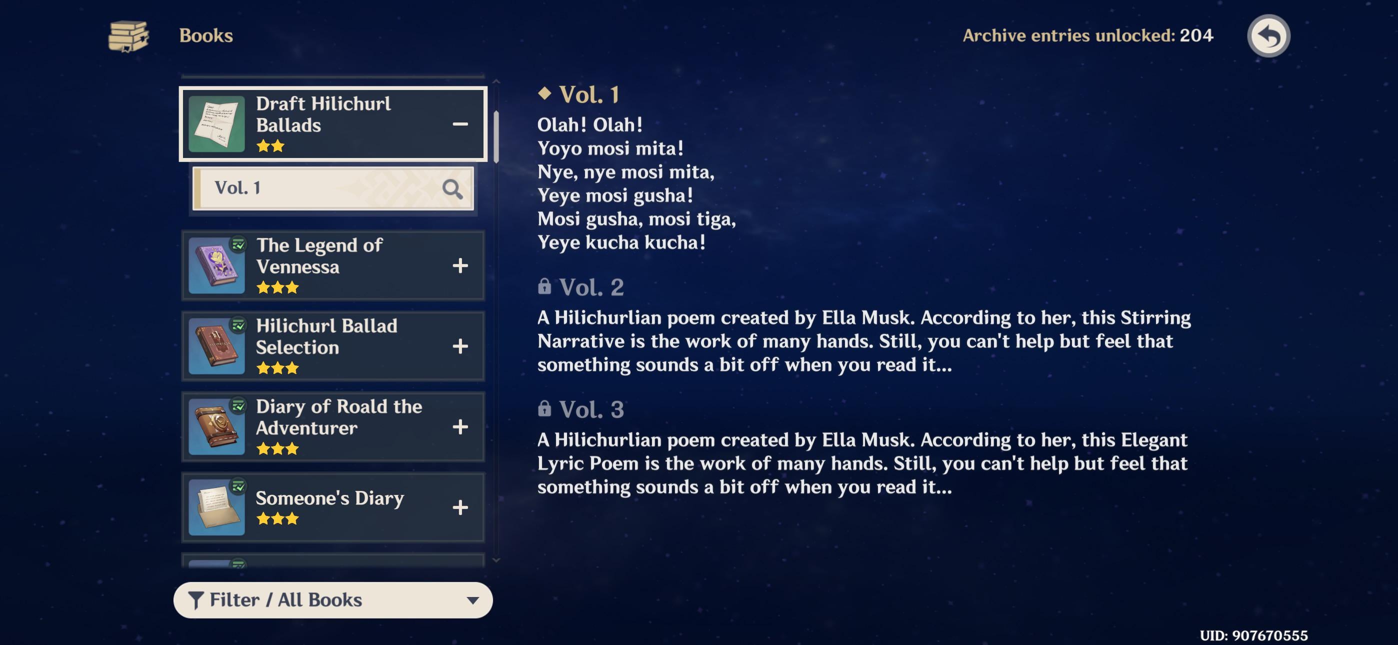 If you ever feel like you’re procrastinating too much, just remember that Ella Musk still hasn’t written volumes 2 and 3 of Hilichurl Ballads yet even after 5 years