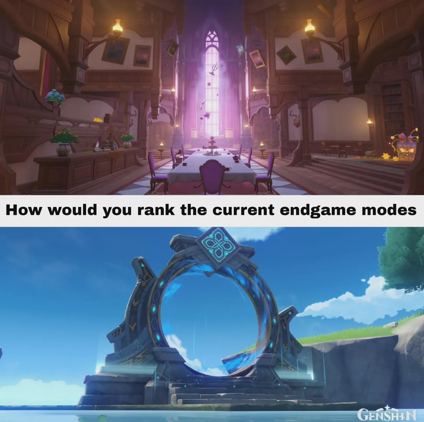 Rank the three endgame modes of Genshin Impact!