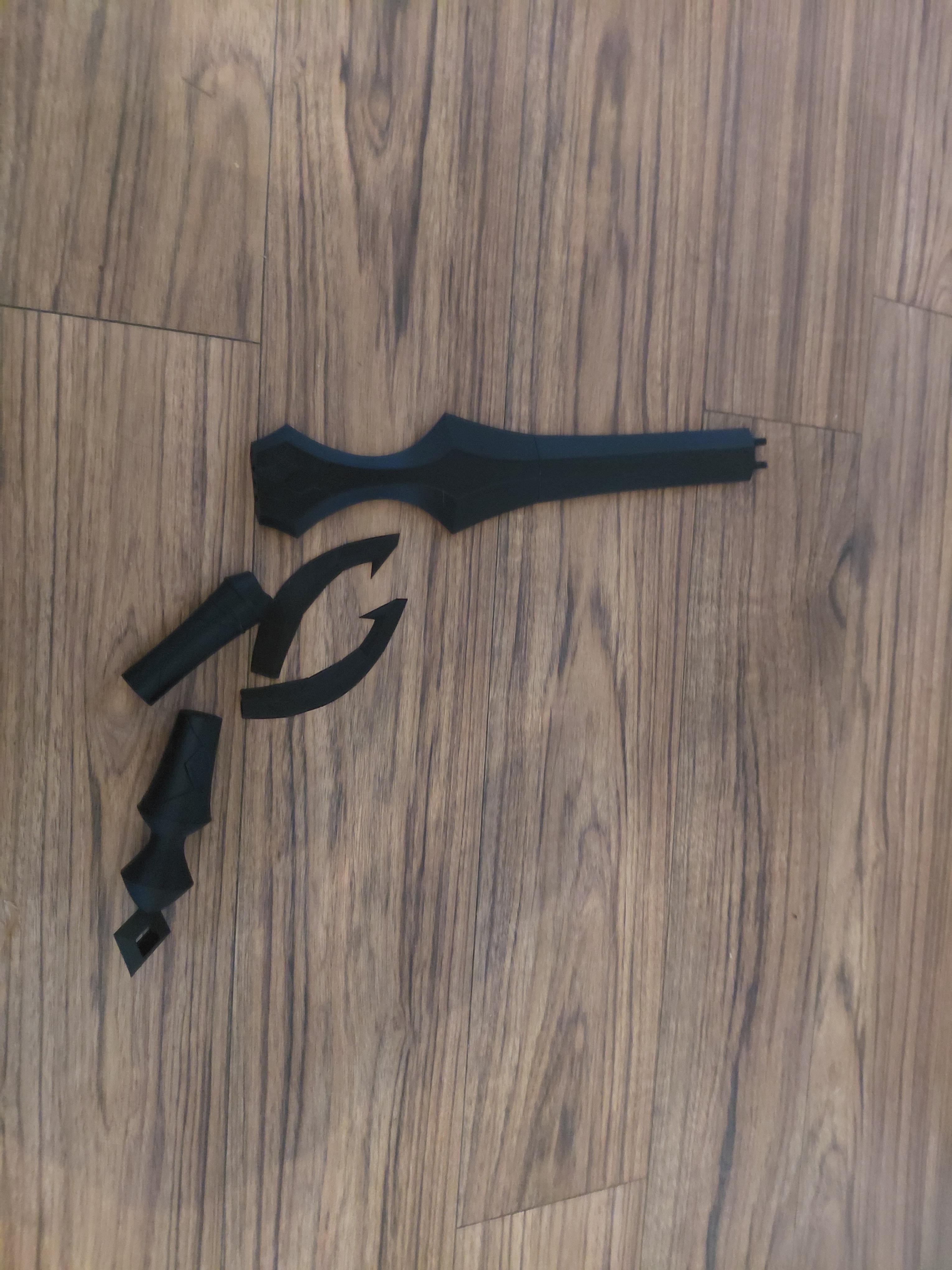 Im 3d printing a weapon from genshin. Try to identify it just off these parts. Its gonna be painted