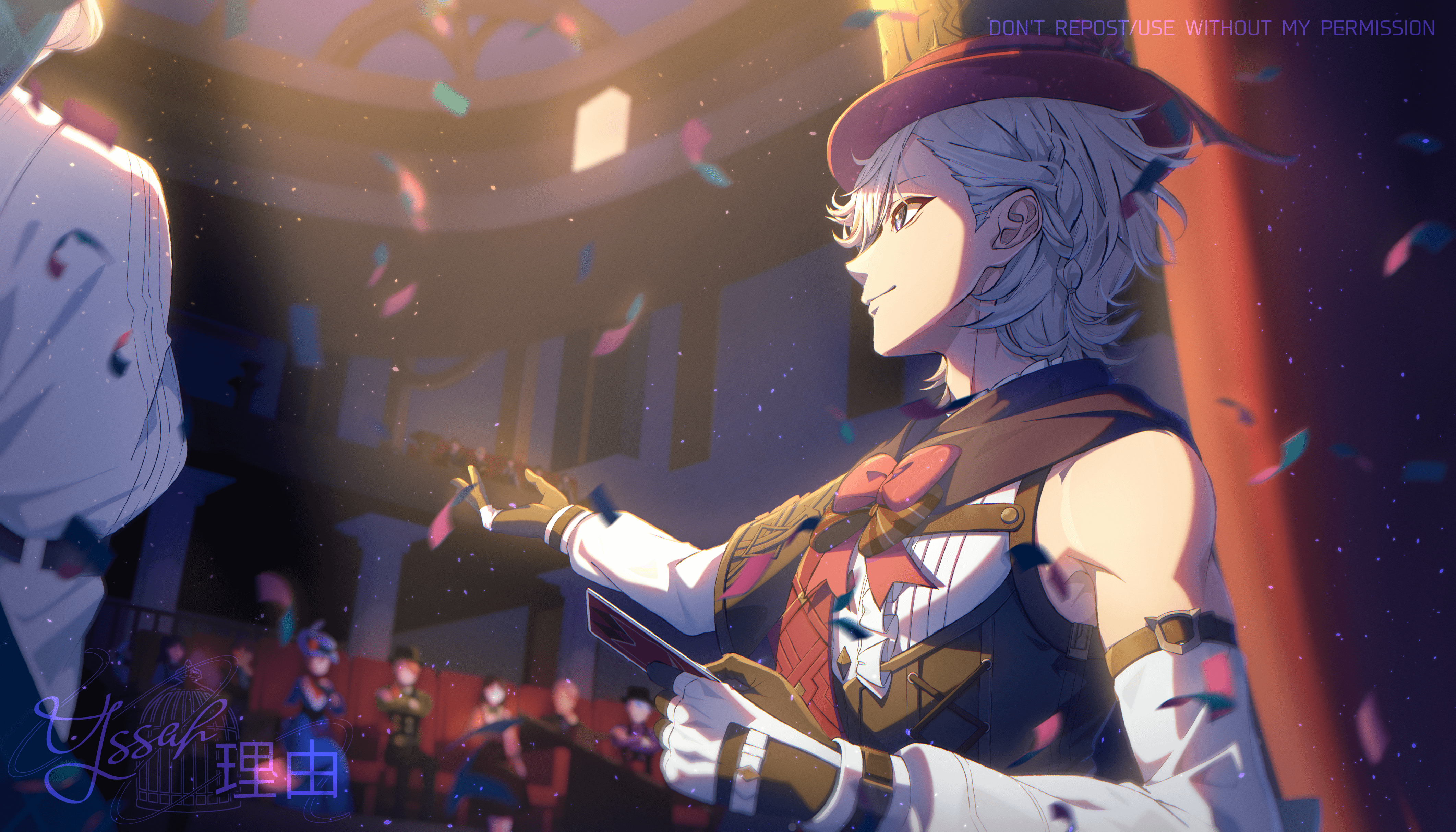 Lyney fanart that I drew for his birthday!! 🎩 ❤️